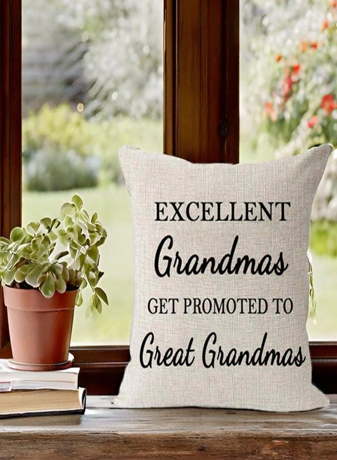 Andreannie Mother's Day Best Grandma Gifts Excellent Grandmas Get Promoted to Great Grandmas Cotton Linen Throw Pillow Case Cushion Cover Home Office Decorative Square 18 X 18 Inches - Image 3