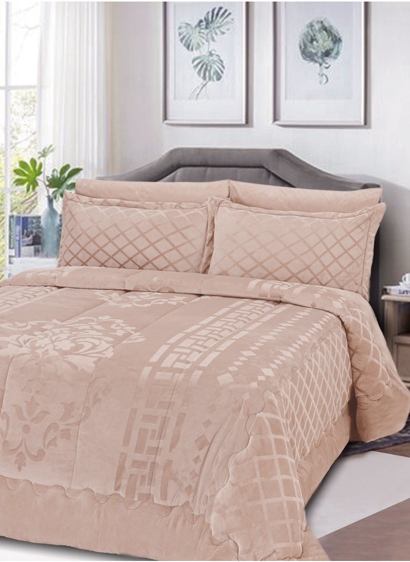 Master Home Textile Master Home Textile Velvet Comforter Sets, 4Pcs Single Size, Fits 120 x 200 cm Single Size Bed, Soft, Warm  - Image 1