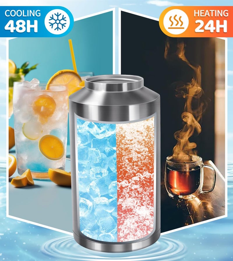 GAGANIU Insulated Water Bottle, 1 Gallon Jug with Handle, 128 oz Stainless Steel Large Water Bottle Wide Mouth Double Vacuum for Hot & Cold Drinks, Stainless Steel - Image 4