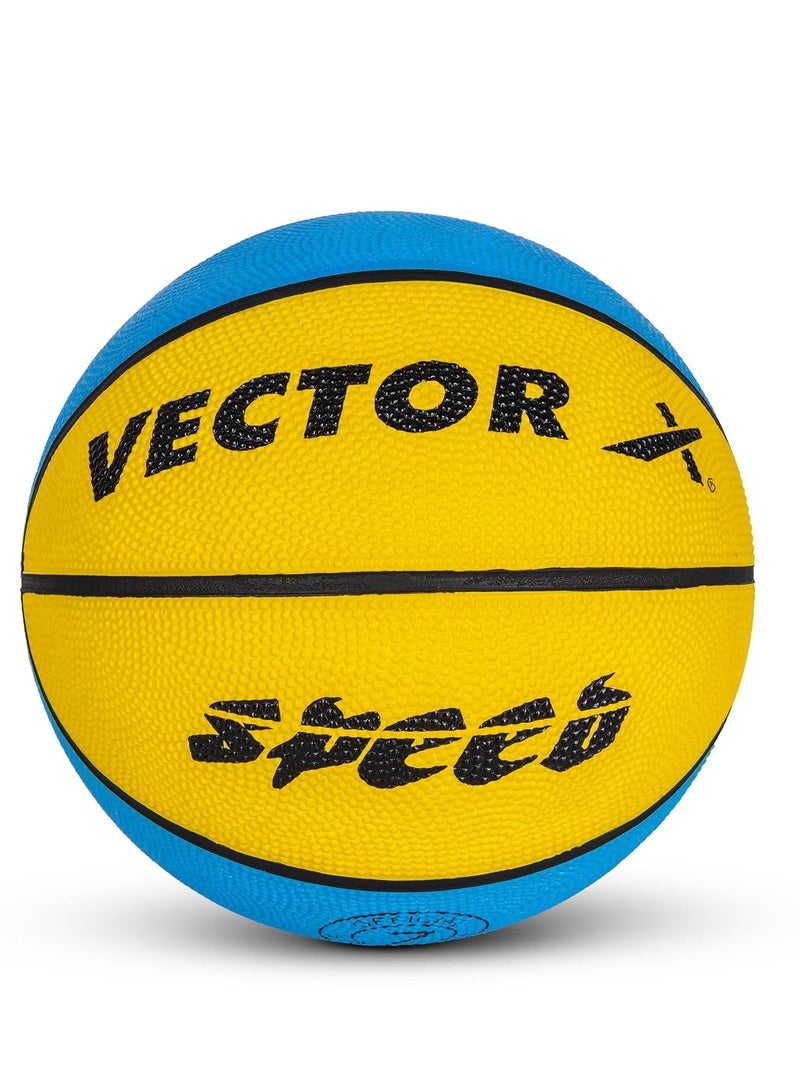 Vector X Speed Rubber Basketball – Durable Indoor/Outdoor Ball for Training & Match Play, Size 5, Yellow - Image 1