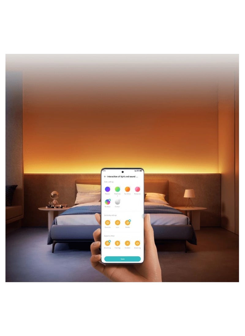 Xiaomi Xiaomi Smart Lightstrip Pro | Soft Uniform Colours | Sound Reactive Light | RGB Gaming Light Effects | Plenty of pre-Set Modes| Built in Microphone | White  - Image 5