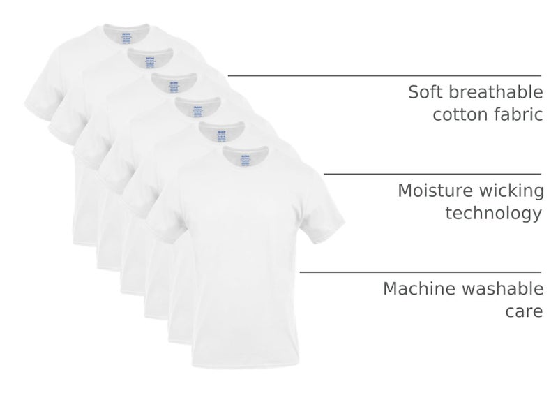 Gildan تي شيرتات كرو من جيلدان للرجال، عبوة متعددة، نمط G1100، أبيض (6 قطع)، كبير جداً - Image 4