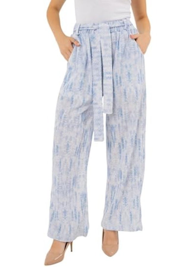 Mosca Women's Wear Printed Oversize Cotton Trousers with Belt - Image 4