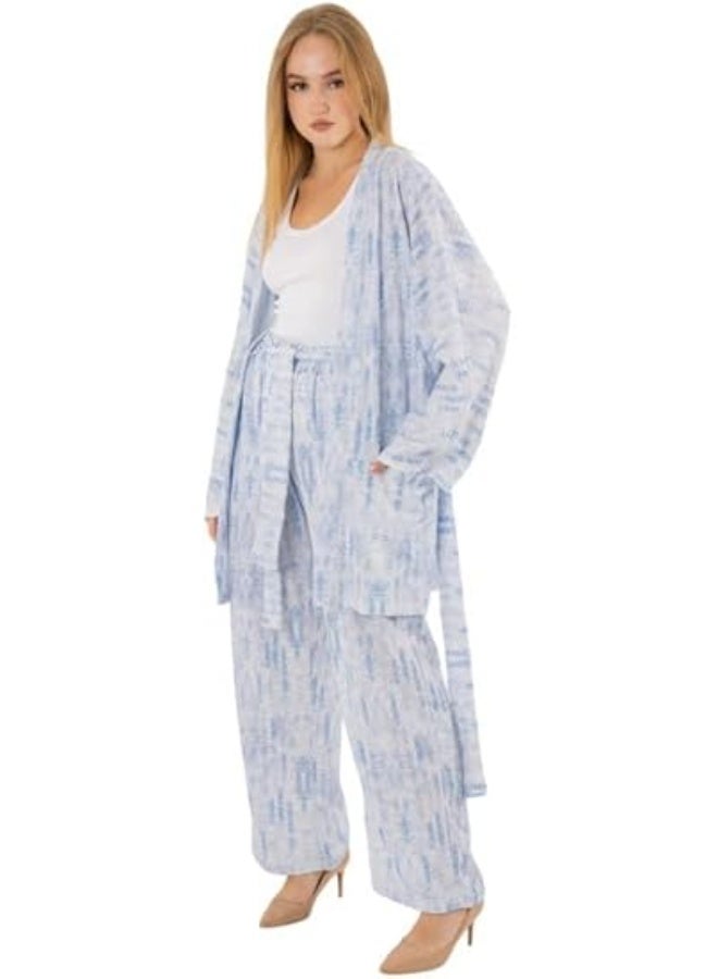 Mosca Women's Wear Printed Oversize Cotton Trousers with Belt - Image 2