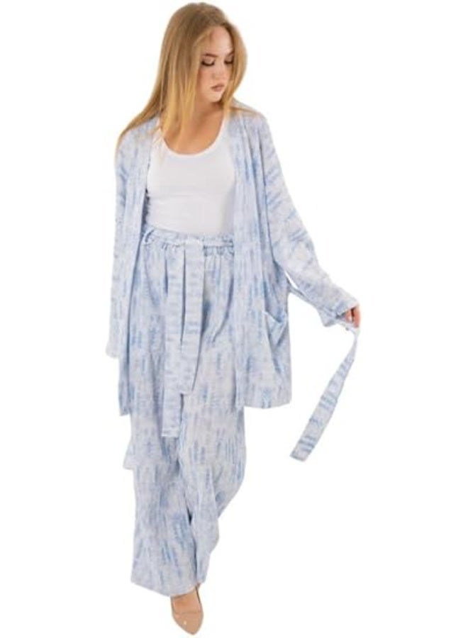 Mosca Women's Wear Printed Oversize Cotton Trousers with Belt - Image 1