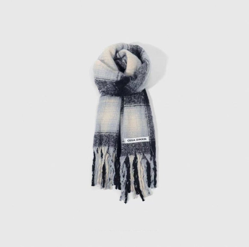 White Plaid Scarf For Girls, Versatile, Soft And Warm Christmas And New Year Red Scarf With High-End Feel - Image 1