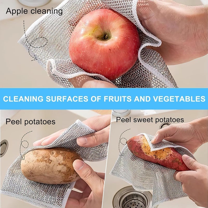 ikis ikis 15 Pcs Multifunctional NonScratch Wire Dishcloth Multipurpose Wire Dishwashing Rags for Wet and Dry Washing for Dishes Sinks Counters Stove Tops Easy Rinsing Machine Washable - Image 4