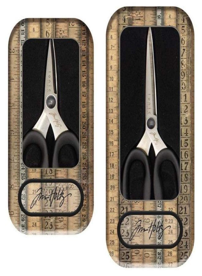 Tim Holtz Haberdashery Scissors - Bundle of Two Pairs of Soft Grip Snip Scissors, 5" and 6" - Image 1