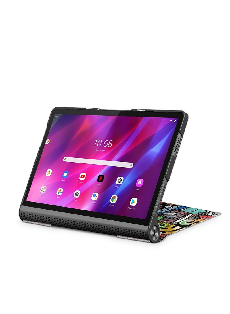 Custer Case for Lenovo Yoga Tab 11" YT-J706F - Ultra-Thin PU-Leather Hard Shell Cover for Lenovo Yoga Tab 11" YT-J706F - (Graffiti) - Image 2