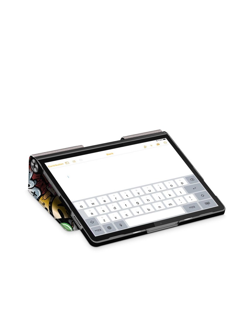 Custer Case for Lenovo Yoga Tab 11" YT-J706F - Ultra-Thin PU-Leather Hard Shell Cover for Lenovo Yoga Tab 11" YT-J706F - (Graffiti) - Image 3