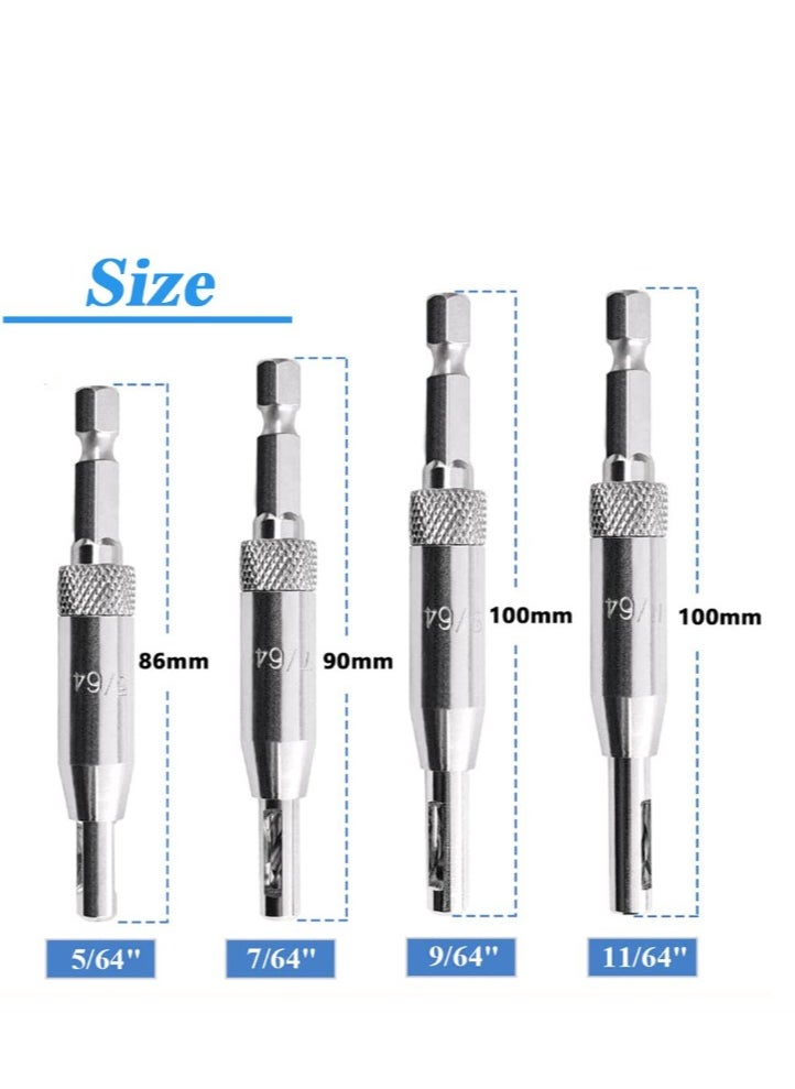 Yakumuz 4Pcs HSS Door Window Cabinet Self Centering Hinge Drill Bits Set, Yakumuz Center Hinge Drill Bit Mill Tool for Opening Hole-5/64 Inch 7/64 Inch 9/64 Inch 11/64 Inch  - Image 2