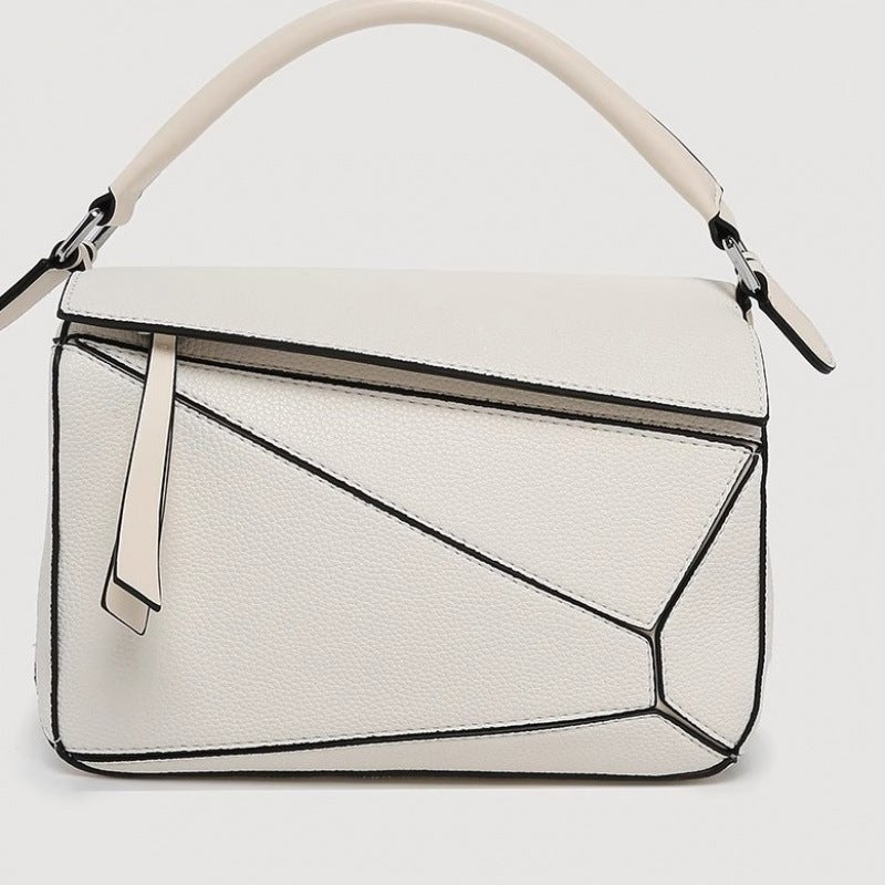 Geometric Bag Pillow Bag Single Shoulder Portable Crossbody Stitching Contrasting Color Women'S Bag Geometric Rhombus Women'S Bag - Image 1