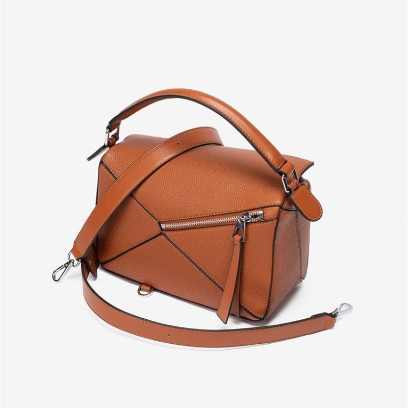 Geometric Bag Pillow Bag Single Shoulder Portable Crossbody Stitching Contrasting Color Women'S Bag Geometric Rhombus Women'S Bag - Image 4