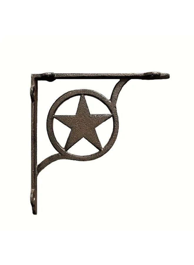 Cast Iron Five Star Shelf Bracket 19x19cm Dark Brown Floating Shelf Support - Image 2