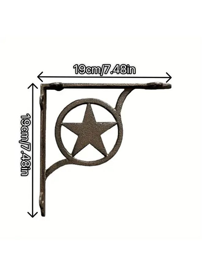 Cast Iron Five Star Shelf Bracket 19x19cm Dark Brown Floating Shelf Support - Image 1