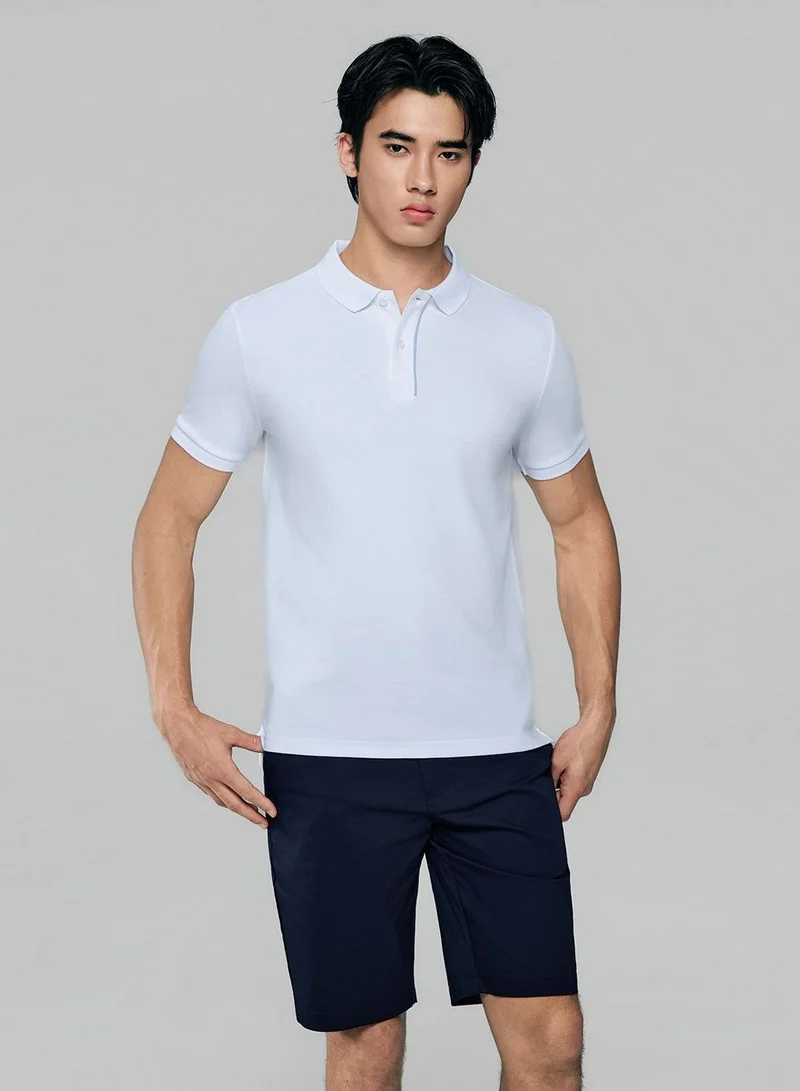 Men Slim Cotton Nylon Pique Polo