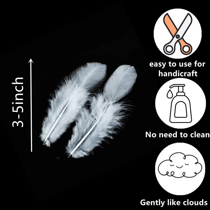Rasoisof 800Pcs White Craft Rooster Feathers 3-5 inch Bulk Feathers for Crafting Kindergarten DIY Crafts, Wedding, Family Party Decorations, Dream Catcher Supplies, Natural Feathers - Image 2