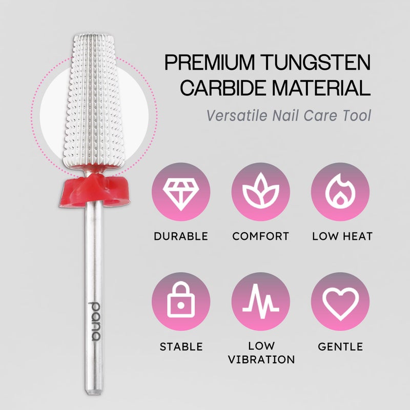 PANA Nail Carbide 5 in 1 Bit - Two Way Rotate use for Both Left and Right Handed - Fast Remove Acrylic or Hard Gel - 3/32" Shank - Manicure, Nail Art, Drill Machine (Fine - F, Silver) - Image 5