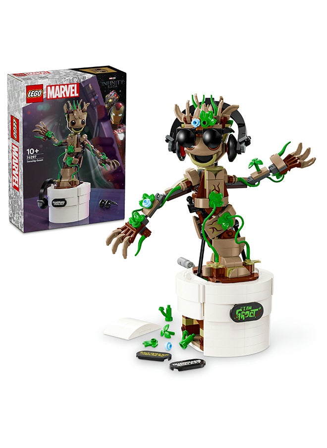 ليغو - شخصية اللعبة المتحرّكة القابلة للبناء غروت الراقص من LEGO® Marvel، شخصية حرّاس المجرّة، مجموعة لعب تفاعلية يتمّ تشغيلها بأيدي الأطفال، هدية البطل الخارق للصبيان والبنات 76297 (459 قطعة) - Image 1