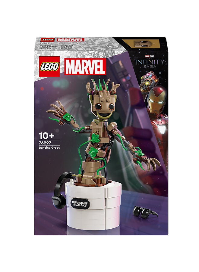ليغو - شخصية اللعبة المتحرّكة القابلة للبناء غروت الراقص من LEGO® Marvel، شخصية حرّاس المجرّة، مجموعة لعب تفاعلية يتمّ تشغيلها بأيدي الأطفال، هدية البطل الخارق للصبيان والبنات 76297 (459 قطعة) - Image 1
