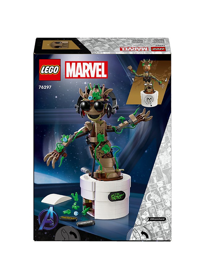 ليغو - شخصية اللعبة المتحرّكة القابلة للبناء غروت الراقص من LEGO® Marvel، شخصية حرّاس المجرّة، مجموعة لعب تفاعلية يتمّ تشغيلها بأيدي الأطفال، هدية البطل الخارق للصبيان والبنات 76297 (459 قطعة) - Image 1