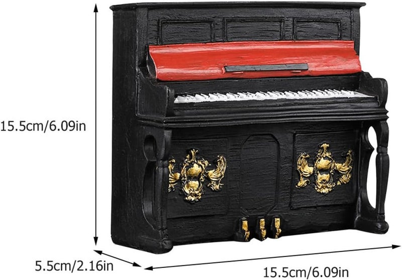 Retro Piano Statue Mini Resin Piano Model Black Vintage Tabletop Ornament for Home Living Room Décor - Image 2