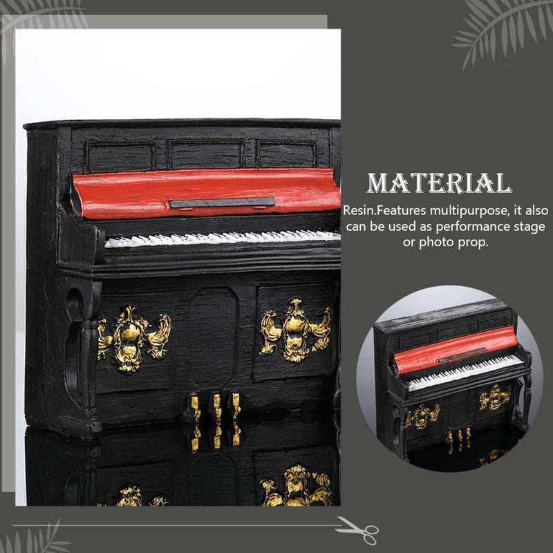 Retro Piano Statue Mini Resin Piano Model Black Vintage Tabletop Ornament for Home Living Room Décor - Image 5