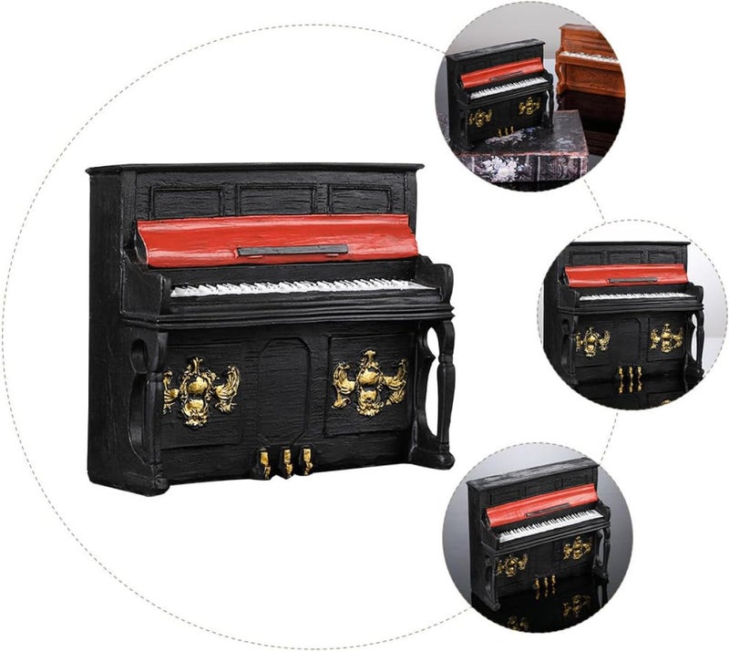 Retro Piano Statue Mini Resin Piano Model Black Vintage Tabletop Ornament for Home Living Room Décor - Image 3