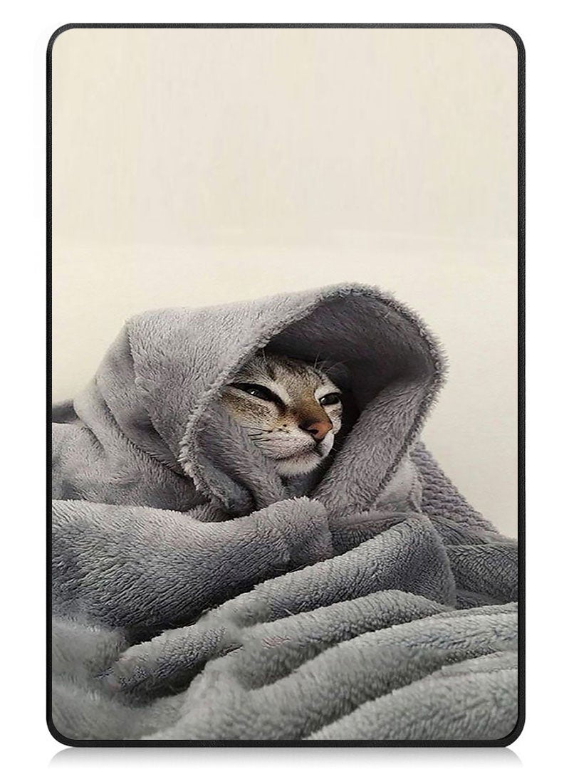 Theodor Protective Flip Case For Lenovo Tab M9 (2023) With Trifold Stand Auto Wake Sleep Shockproof Cover Cat in Blanket - Image 1