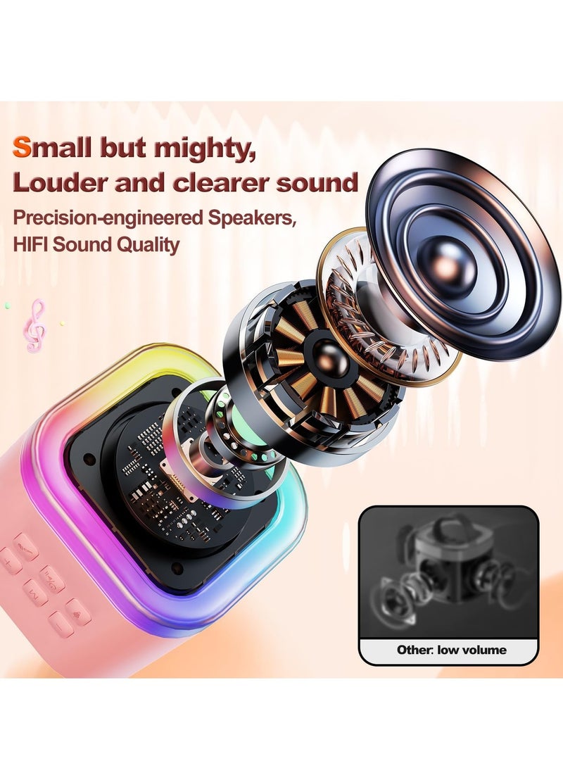 NEW Karaoke Machine for Kids – Cute & Portable Bluetooth Speaker with Wireless Microphone, Loud Sound, Perfect Birthday Gift for Girls 3-12 Years Old, Beige (Dual MicroSpeaker) - Image 2