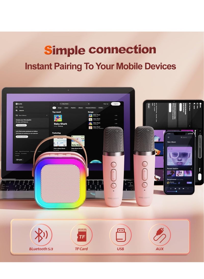 NEW Karaoke Machine for Kids – Cute & Portable Bluetooth Speaker with Wireless Microphone, Loud Sound, Perfect Birthday Gift for Girls 3-12 Years Old, Beige (Dual MicroSpeaker) - Image 5