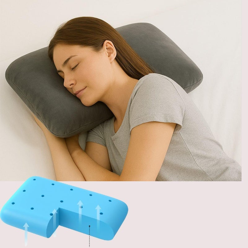 Flipon Orthopedic Memory Foam Pillow | Gel-Infused for Cooling | Ergonomic Support for Back & Side Sleepers | Velvet Cover with Inner Cover Size- 24 x 15 x 4.5/4 inch (Classic Design) - Image 1