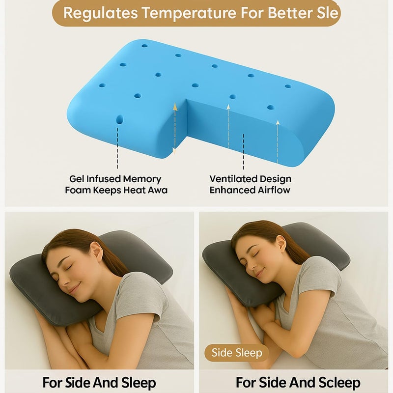 Flipon Orthopedic Memory Foam Pillow | Gel-Infused for Cooling | Ergonomic Support for Back & Side Sleepers | Velvet Cover with Inner Cover Size- 24 x 15 x 4.5/4 inch (Classic Design) - Image 4