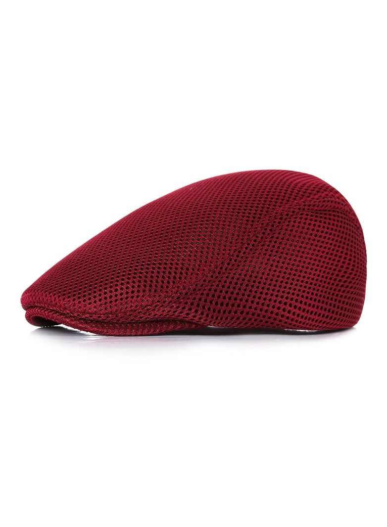 Loquat British Style Men's Solid Color Duck Tongue Frward Hat Red(56-58cm) 