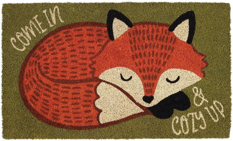 DII Moisture wear upgraded quality Animal Pun Collection Natural Coir Doormat, 17x29, Cozy Fox Easy hand assemble compatible - Image 1