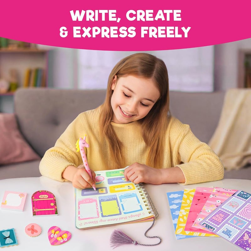 Einstein Box طقم صنع المجلات للفتيات من عمر 8-14 سنة | طقم فن وحرف يدوية مع ملصقات، ألبوم قصاصات، قرطاسية جمالية ومجلة امتنان | هدية للفتيات من عمر 8 إلى 14 | مجموعة ملاحظات لطيفة - Image 2