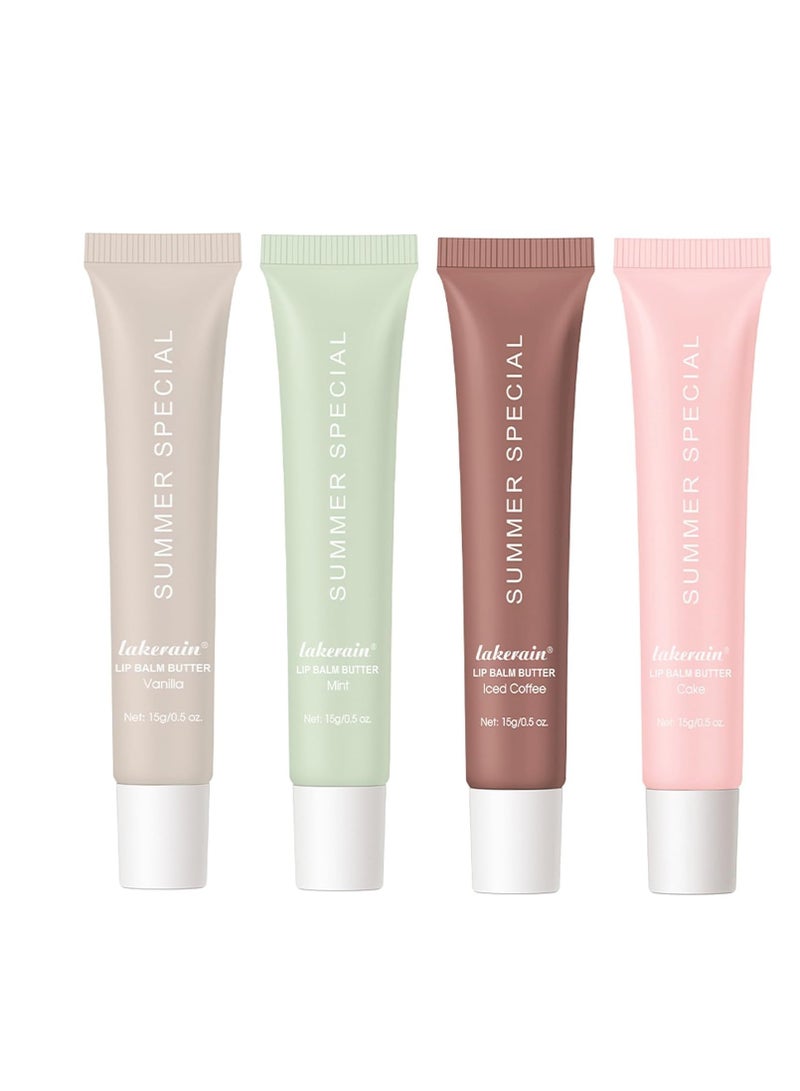 lakerain Summer Special Lip Butter Balm - Ultra-Hydrating, Nourishing Lip Care with Natural Ingredients, Shea Butter & Olive Butter, Soothes & Softens Dry Lips (4PCS, 0.5 Fl Oz (Pack of 4))