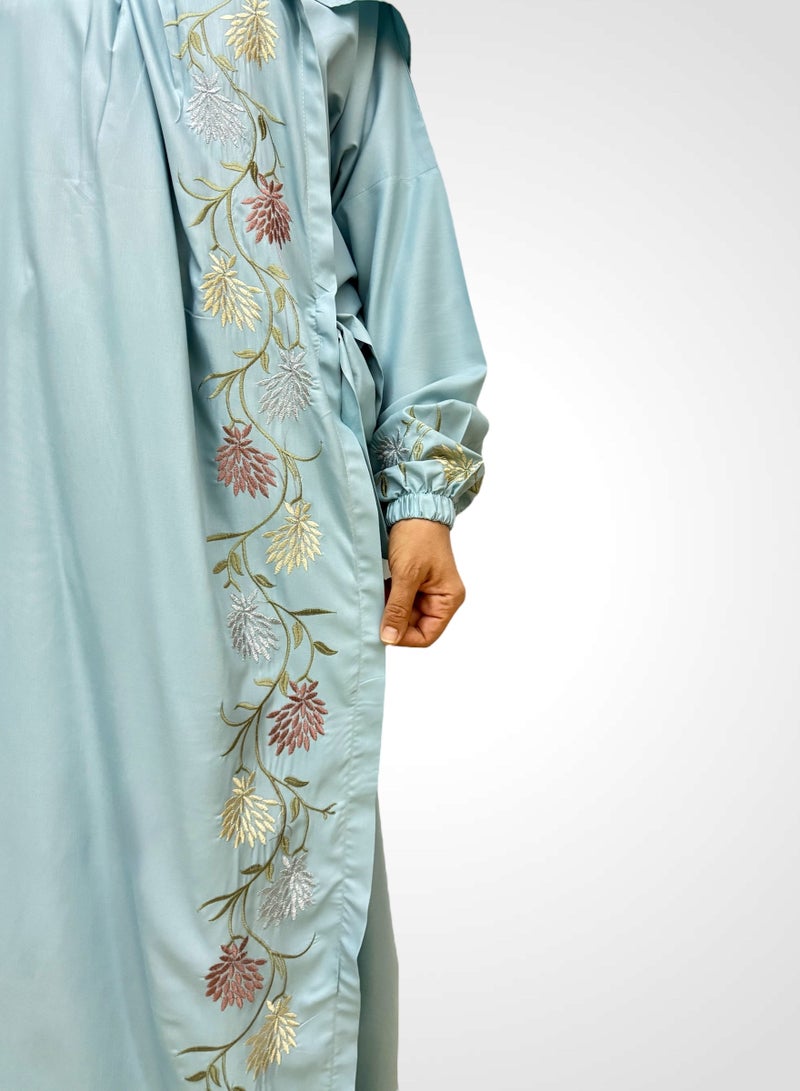 AL-HRAER A Very Soft And Comfortable Prayer Dress Embroidered With Striped Floral Designs Consisting Of One Piece Includes a Veil And It Covers The Whole Body With A Uniform And Wide Size Suitable For All Bodies - Image 2