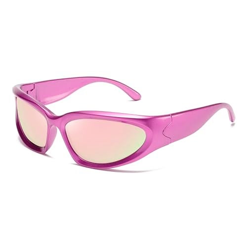 kimorn Y2K Wrap Around Polarized Sunglasses Womens men Swift Oval Fashion Sport Shades Sun Glasses K1273 (Pink) - Image 1