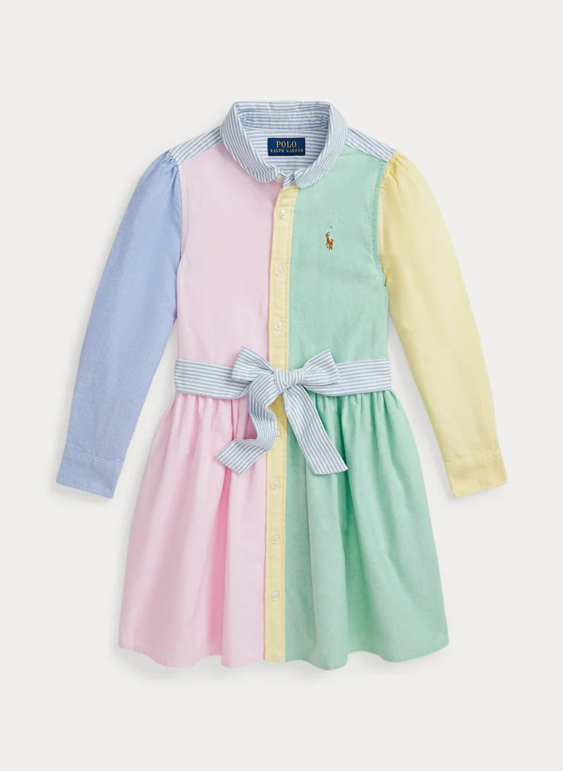 بولو رالف لورين Kids Colorblock Belted Dress