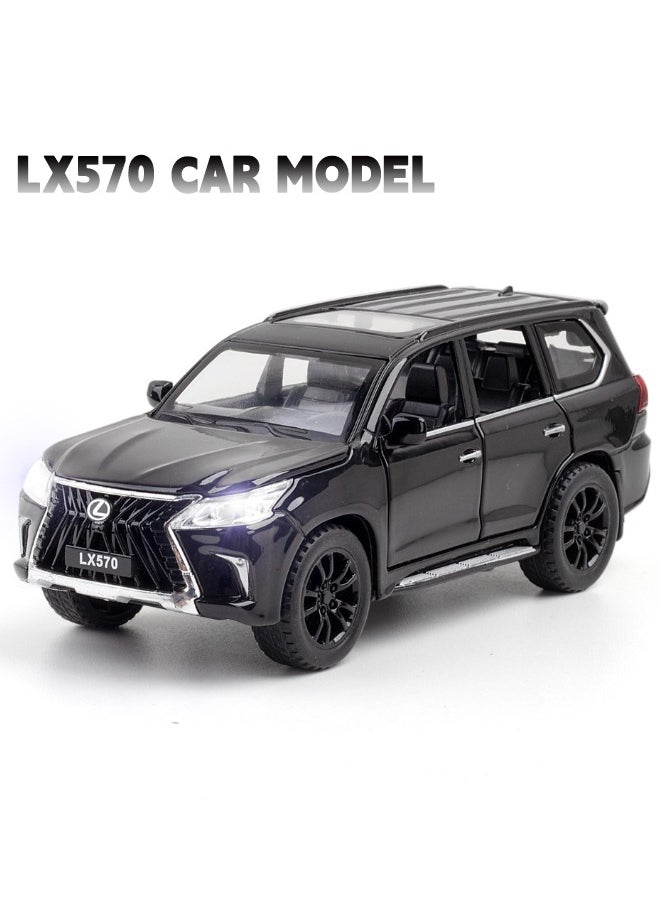 موديل كار 1:32 سبيكة تحصيل LEXUS LX570 لعبة نموذج سيارة، دييكاست سبائك الزنك LX570 التراجع لعبة سيارة قابلة للتجميع، صوت وضوء سحب نموذج سيارة للأطفال صبي فتاة هدية 16 سم * 6 سم * 7 سم  - Image 1