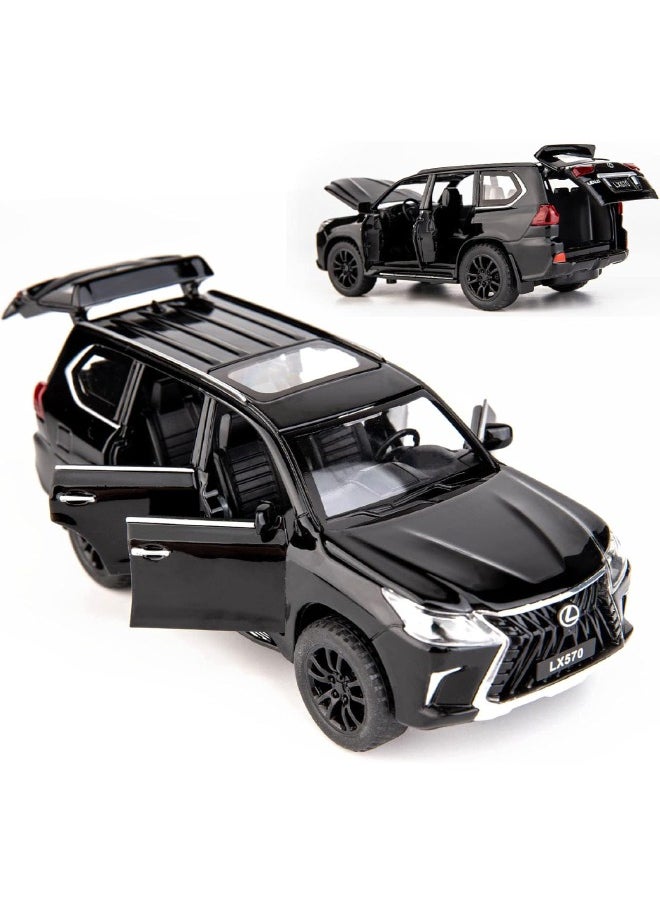 موديل كار 1:32 سبيكة تحصيل LEXUS LX570 لعبة نموذج سيارة، دييكاست سبائك الزنك LX570 التراجع لعبة سيارة قابلة للتجميع، صوت وضوء سحب نموذج سيارة للأطفال صبي فتاة هدية 16 سم * 6 سم * 7 سم  - Image 2