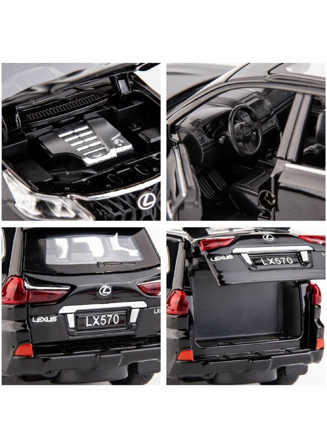 موديل كار 1:32 سبيكة تحصيل LEXUS LX570 لعبة نموذج سيارة، دييكاست سبائك الزنك LX570 التراجع لعبة سيارة قابلة للتجميع، صوت وضوء سحب نموذج سيارة للأطفال صبي فتاة هدية 16 سم * 6 سم * 7 سم  - Image 4