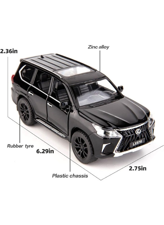 موديل كار 1:32 سبيكة تحصيل LEXUS LX570 لعبة نموذج سيارة، دييكاست سبائك الزنك LX570 التراجع لعبة سيارة قابلة للتجميع، صوت وضوء سحب نموذج سيارة للأطفال صبي فتاة هدية 16 سم * 6 سم * 7 سم  - Image 5