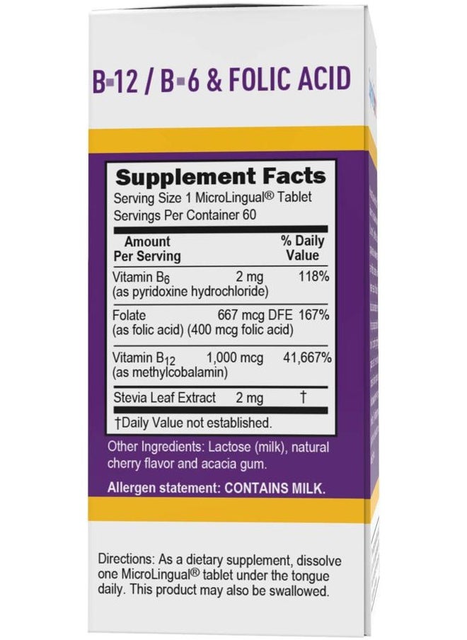 Superior Source No Shot Vitamin B-12 Methylcobalamin 1000 mcg, B-6 & Folic Acid 400 mcg - Supports Brain & Heart Health - Aids Natural Energy Levels - 60 Sublingual Dissolving Tablets  - Image 4