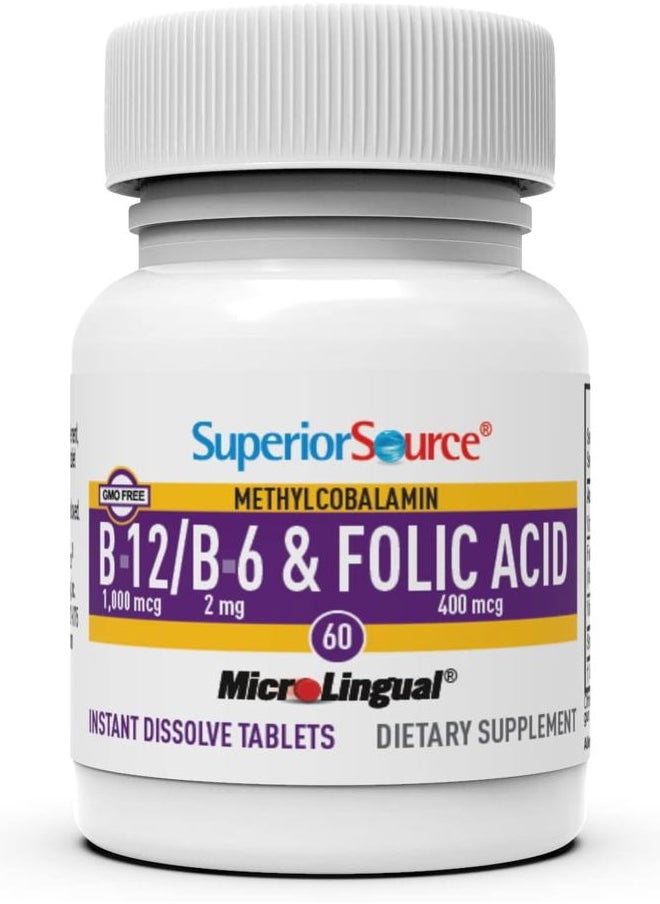 Superior Source No Shot Vitamin B-12 Methylcobalamin 1000 mcg, B-6 & Folic Acid 400 mcg - Supports Brain & Heart Health - Aids Natural Energy Levels - 60 Sublingual Dissolving Tablets  - Image 3