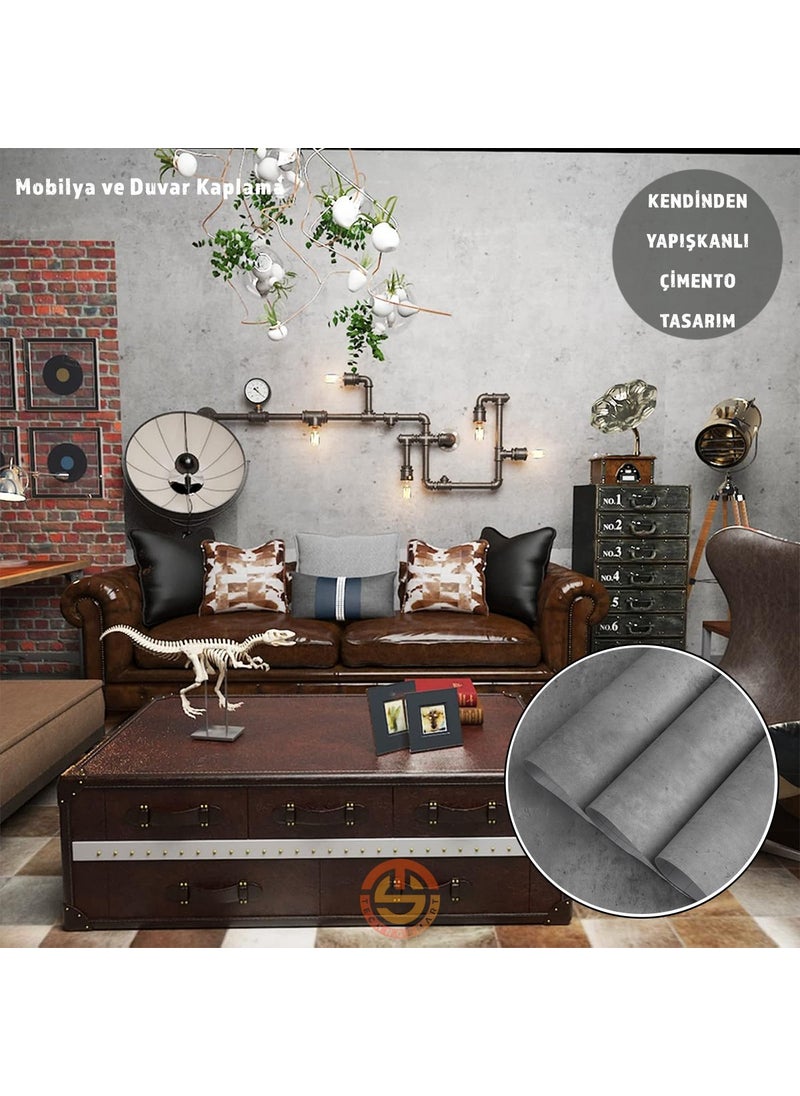 Technosmart 60CM×100CM Self Adhesive Cement Look Wallpaper Cabinet Table Countertop Covering  - Image 1