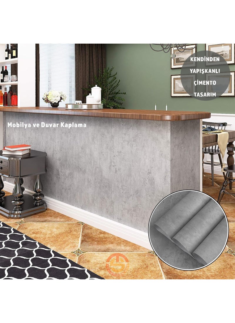 Technosmart 60CM×100CM Self Adhesive Cement Look Wallpaper Cabinet Table Countertop Covering  - Image 2