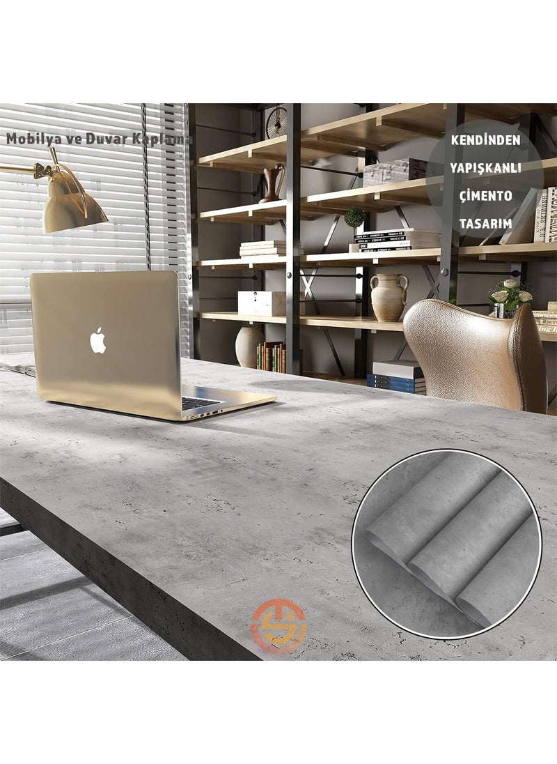 Technosmart 60CM×100CM Self Adhesive Cement Look Wallpaper Cabinet Table Countertop Covering  - Image 4