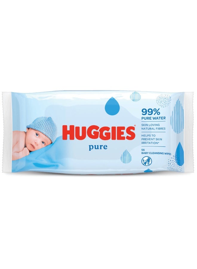 Huggies Pure Baby Wipes, 99% Pure Water Wipes, 1 Pack x 56Pieces